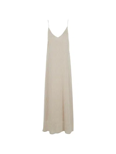 Rame Frayed V-neck Maxi Dress In Brown