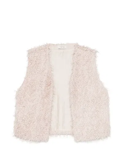 Rame Fringed Gilet In Pink