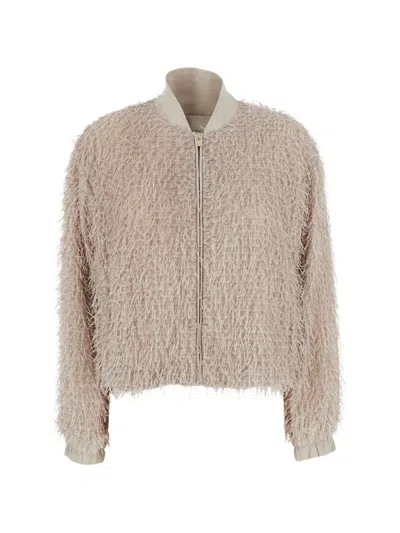 Rame Fringed Zip-up Jacket In Neutral
