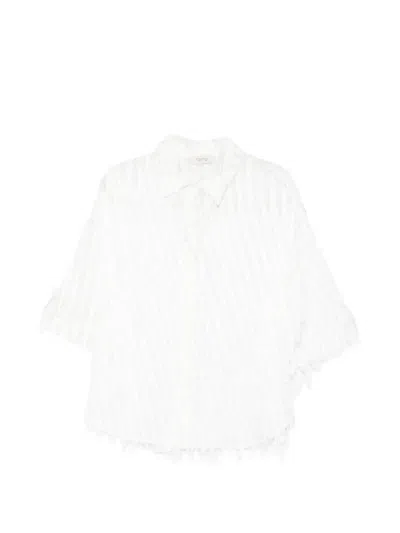 Rame Fringe-detail Short-sleeve Shirt In White
