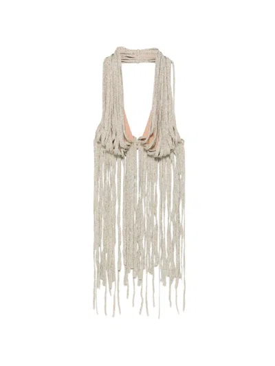 Rame Fringe-trimmed Halter-neck Top In Multi