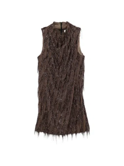 Rame Fringe-trimmed Sleeveless Midi Dress In Brown