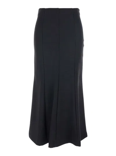 Rame Grey Long Skirt With Pleated Details And Side Concealed Zip Closure In Viscose Blend Stretch Woman In Black