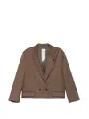 Rame Double-breasted Cropped Jacket In Brown