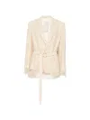 Rame Lace-overlay Belted Jacket In Brown