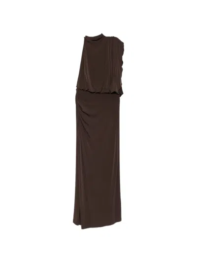 Rame One-shoulder Draped Maxi Dress In Brown