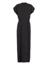 Rame Brown Crewneck Long Dress With Rear Single Slit In Fabric Woman In Blue