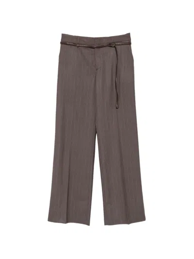 Rame Pinstripe Belted Trousers In Gray