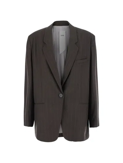 Rame Pinstripe-pattern Single-breasted Blazer In Brown