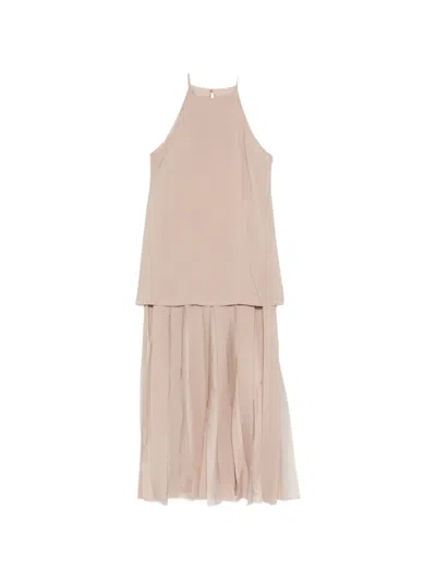 Rame Pleated Halter-neck Midi Dress In Neutral
