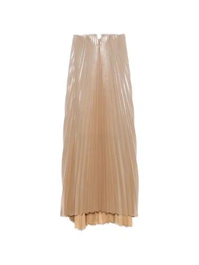 Rame Pleated-design Maxi Dress In Gold
