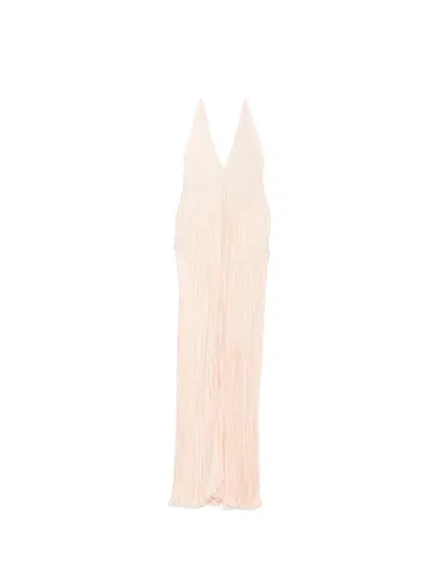 Rame Plissé Halterneck Dress In Pink
