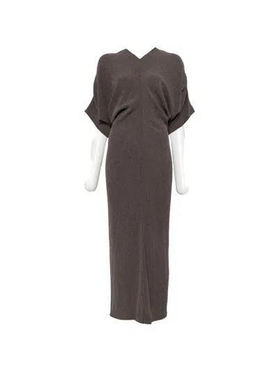 Rame Ribbed-knit Batwing-sleeve Maxi Dress In Brown