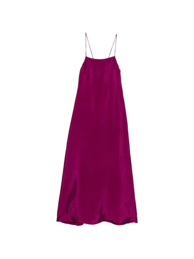Rame Satin-finish Spaghetti-strap Maxi Dress In Purple