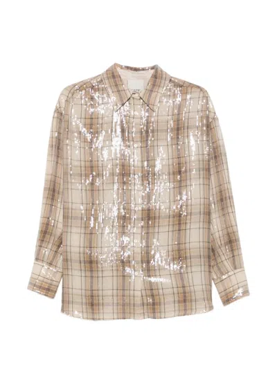 Rame Sequin-embellished Checked Shirt In Neutral