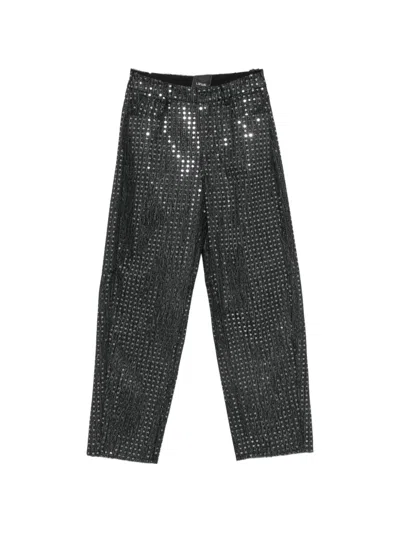 Rame Sequin-embellished Straight-leg Trousers In Grey