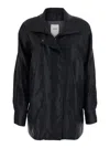 Rame Tech Fabric Blazer Jacket With Shirt Collar And Button Front In Black