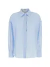 Rame Vertical-stripe Drop-shoulder Shirt In Blue
