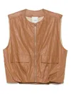 Rame Crinckled Gilet In Marrone
