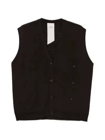 Rame V-neck Button-detail Top In Brown