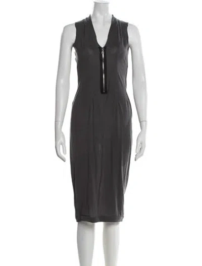Pre-owned Rame V-neck Knee-length Dress In Grey