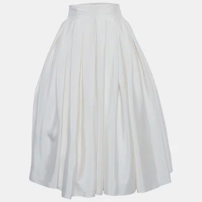 Pre-owned Rami Al Ali Cream Pleated Midi Skirt S In White