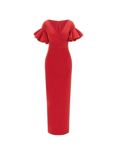 Rami Al Ali Overlap Ruffled Maxi Dress In Red