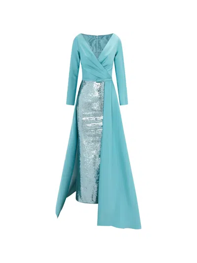 Rami Al Ali Overlap Sequin-skirt Maxi Dress In Blue