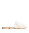 Ramla Cotton-leather Woven Slides In Sand