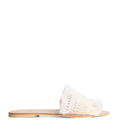Ramla Cotton-leather Woven Slides In Sand