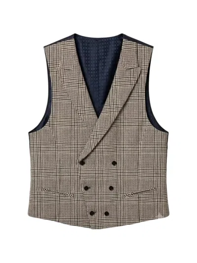Ramon Sanjurjo Checked Double-breasted Waistcoat In Brown