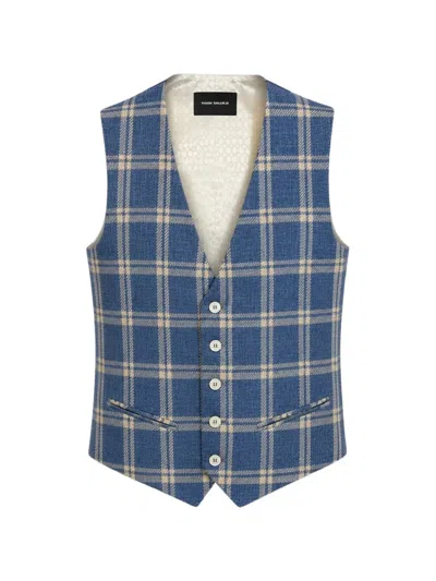 Ramon Sanjurjo Check-pattern Waistcoat In Blue