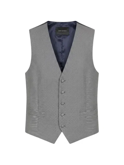 Ramon Sanjurjo Geometric-pattern Single-breasted Waistcoat In Gray