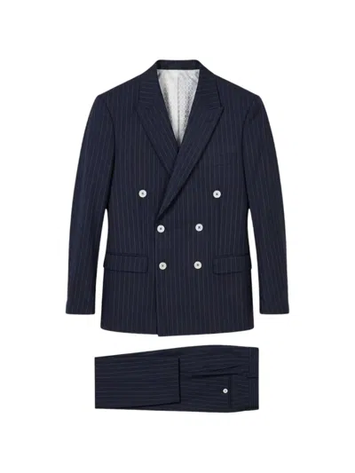 Ramon Sanjurjo Pinstripe Double-breasted Suit In Blue