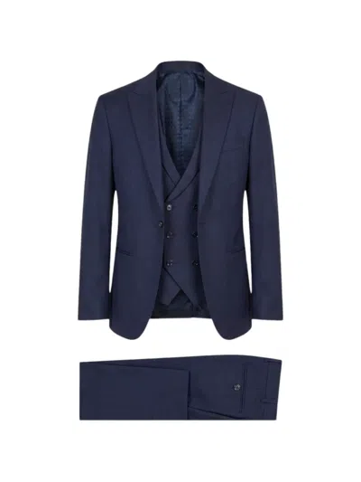 Ramon Sanjurjo Three-piece Single-breasted Suit In Blue