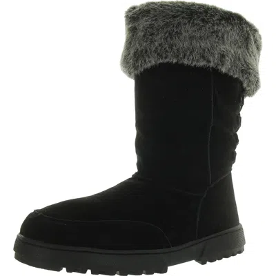 Rampage Womens Faux Leather Faux Fur Winter & Snow Boots In Black