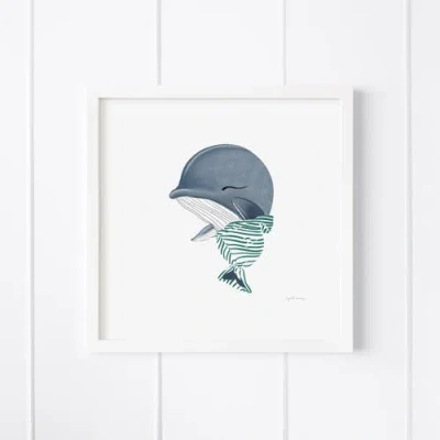 Ramus & Co Baby Humpback Whale Framed Museum Quality 12" X 12" Art Print In Multi