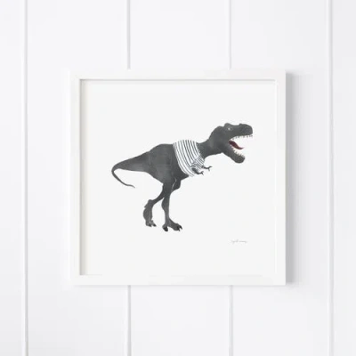 Ramus & Co Dino Stripes Framed Museum Quality 12" X 12" Art Print In Multi