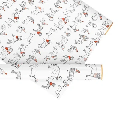 Ramus & Co Eight Sheets Two-sided "party Dogs" Heavyweight Gift Wrap In Multicolored