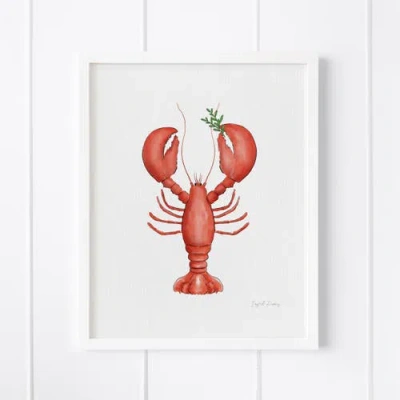 Ramus & Co Lobstah Framed Museum Quality 8" X 10" Art Print In White