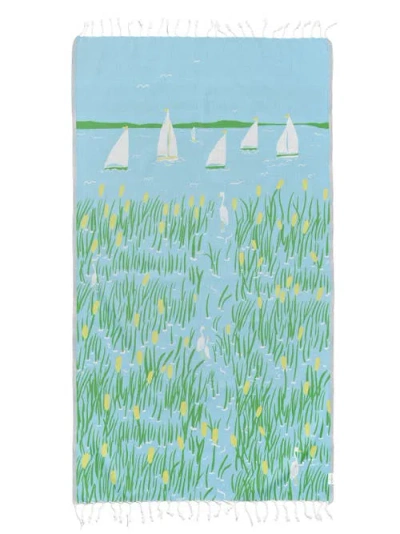 Ramus & Co Oversized 37" X 71" Preppy Turkish Beach Towel By  In Marshland