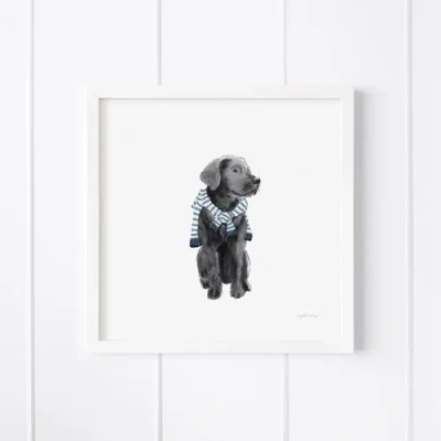 Ramus & Co Preppy Black Lab Framed Museum Quality 12" X 12" Art Print In White