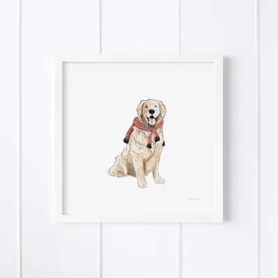 Ramus & Co Preppy Golden Retriever Framed Museum Quality 12" X 12" Art Print In Multi