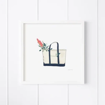 Ramus & Co Tote Bag With Flowers Framed Museum Quality 12" X 12" Art Print In Multi