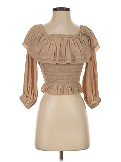 Pre-owned Ramy Brook 3/4 Sleeve Blouse In Tan