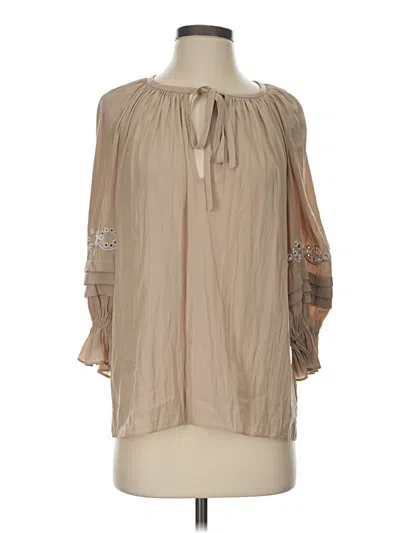 Pre-owned Ramy Brook 3/4 Sleeve Blouse In Tan