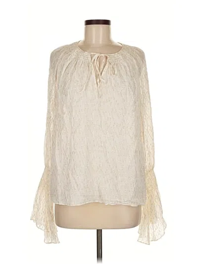 Ramy Brook 3/4 Sleeve Silk Top Ivory Keyhole Neckline Tops In Multi