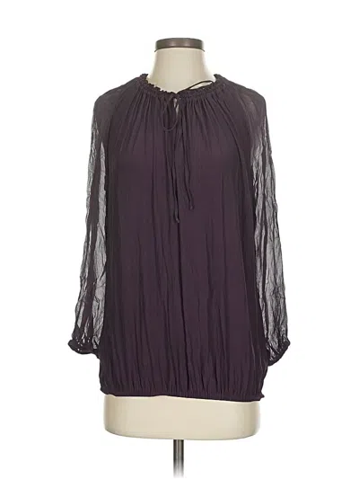 Pre-owned Ramy Brook 3/4 Sleeve Silk Top Purple Keyhole Neckline Tops