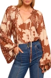 Ramy Brook Aaron V-neck Long Sleeve Blouse In Brown