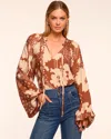 Ramy Brook Aaron V-neck Long Sleeve Blouse In Brown